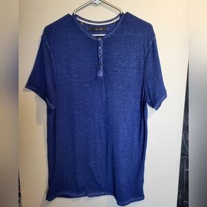 Joe's Jeans Indigo Short Sleeve Henley Tee, Size Large